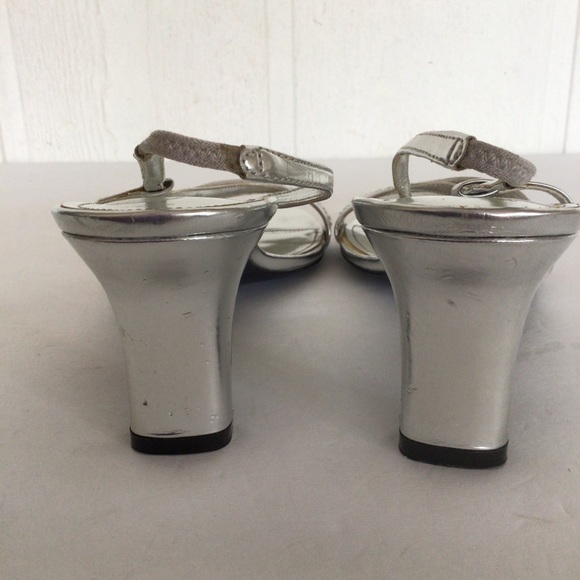 NINA METALLIC SILVER STRAPPY RHINESTONE HEELS SIZE 9 - Picture 4 of 14